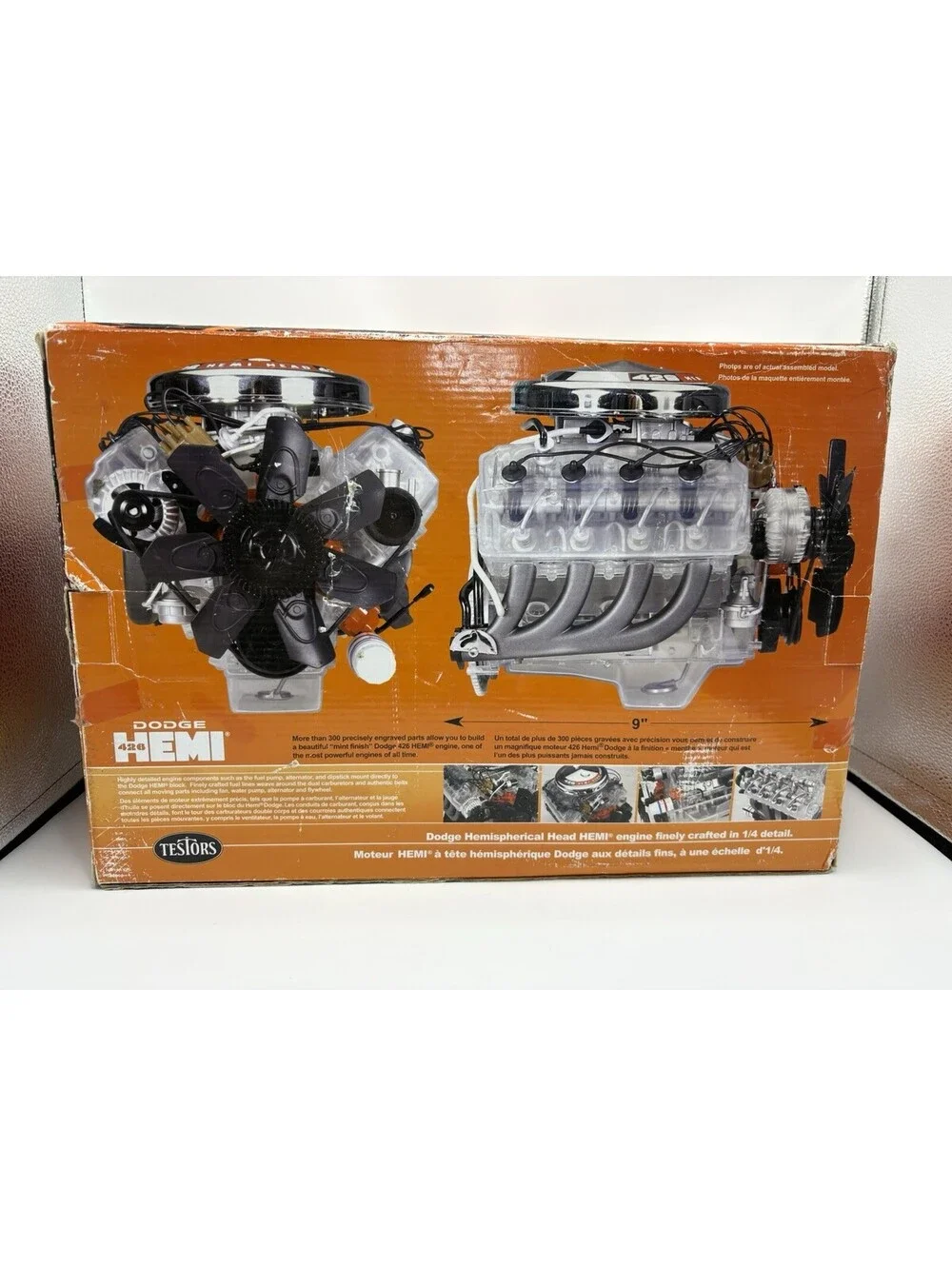 Testors Dodge 426 Hemi V-8 1:4 Scale Kit Electric Drive Motor Open Box